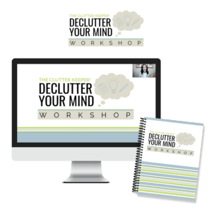 Declutter Your Mind Workshop on a computer and with the workbook