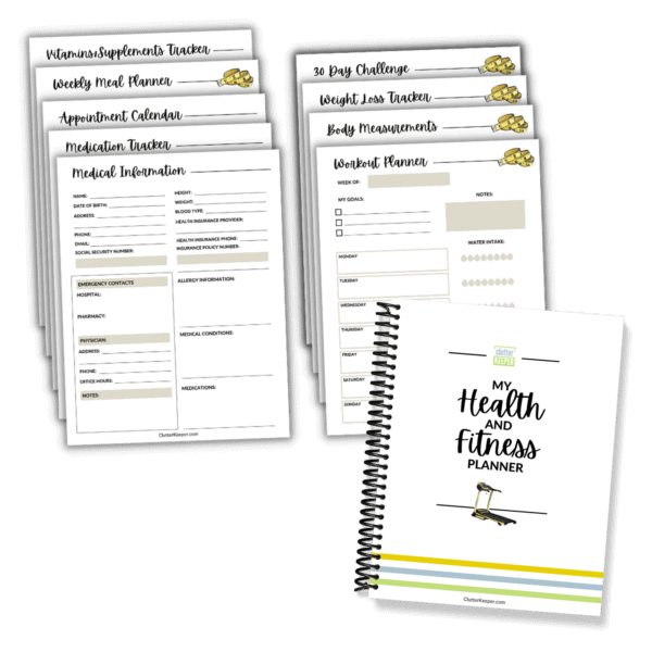 All of the pages of the Health and Fitness Planner