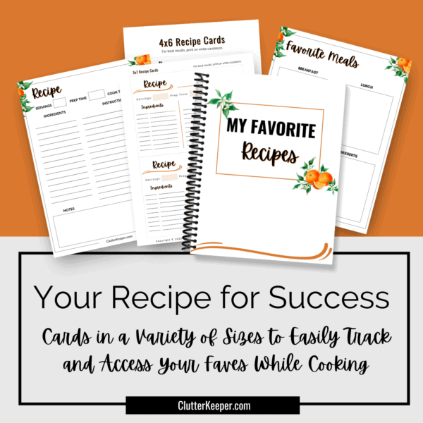 Recipe pages that are in The Clutter Keeper Meal Planner
