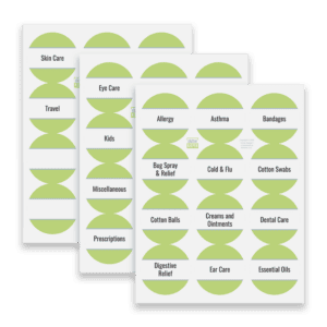 Circle Bathroom Labels for Home Organization from Clutter Keeper